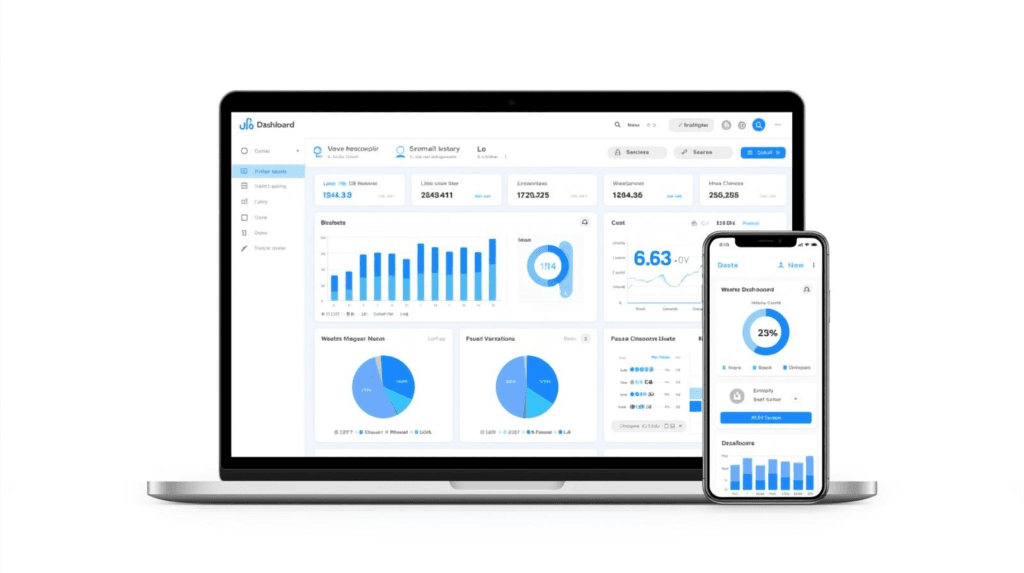 Imagem de um Dashboard e Aplicativo de finanças